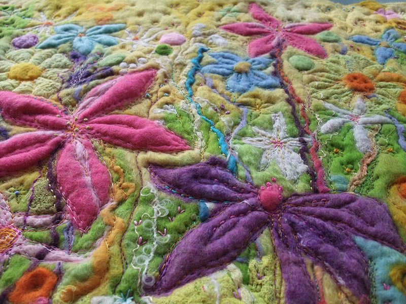Section of Felt Stitched Flowers Pic 2