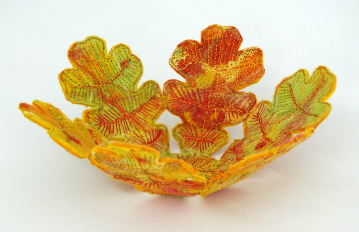Autumn leaf bowl - felt and stitch