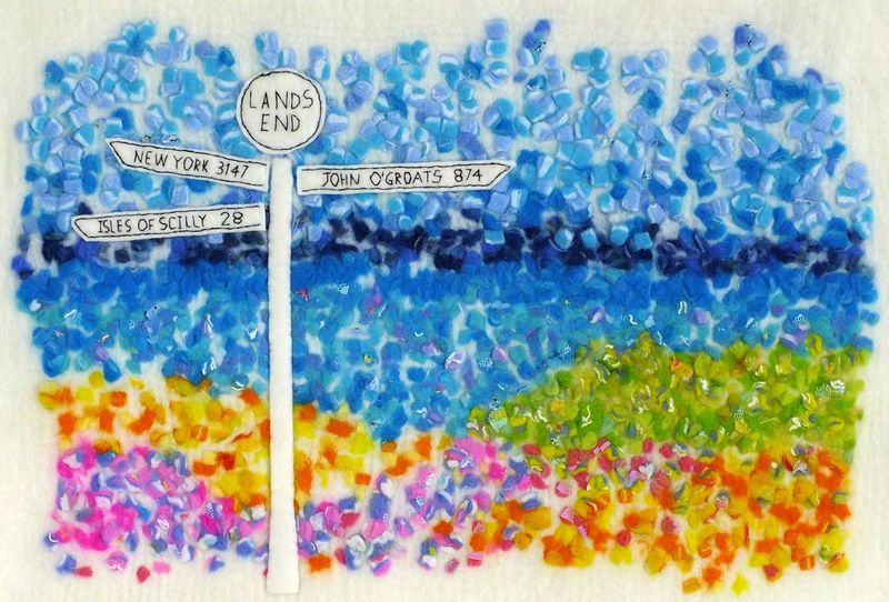 Fingerpost Land's End Textured Felt Art