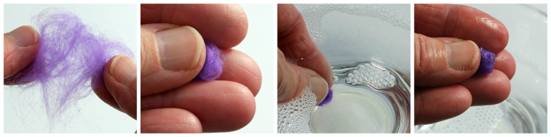 Making a mini felt bead