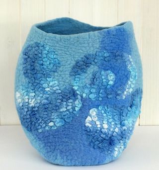 Blue felt vessel small image 1