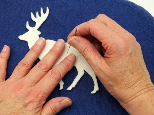 Tacking with felting needle Tacking with felting needle