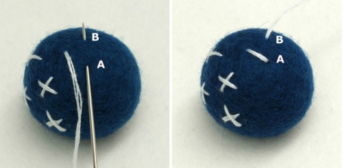 First stitch of cross - small image First stitch of cross - small image