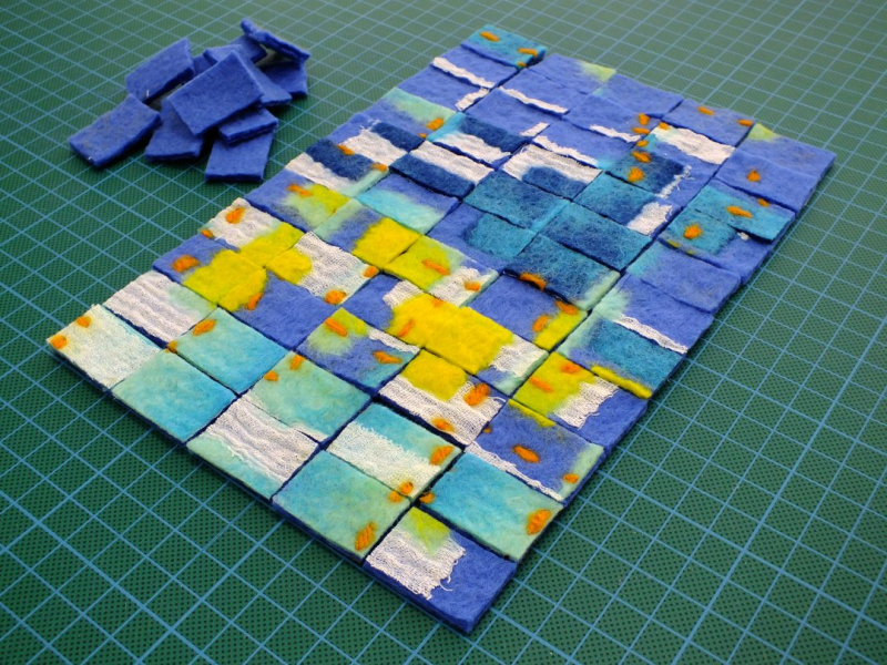 Felt cut into rectangles using rotary cutter