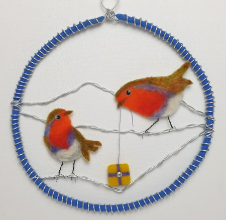 Needle Felted Robin Wreath