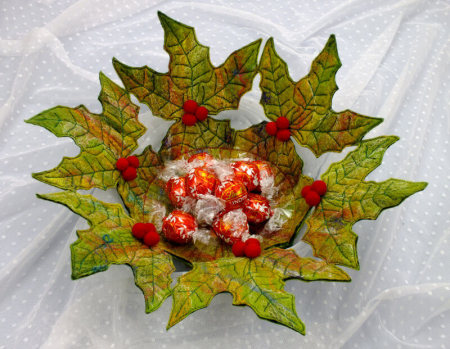 Holly Leaf Bowl Full Sweets