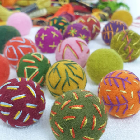 Autumn felt beads scattered